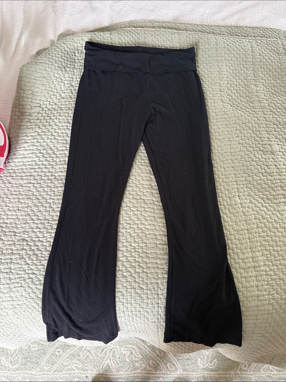 Black Fold-Over Waist Yoga Pants Hatch maternity